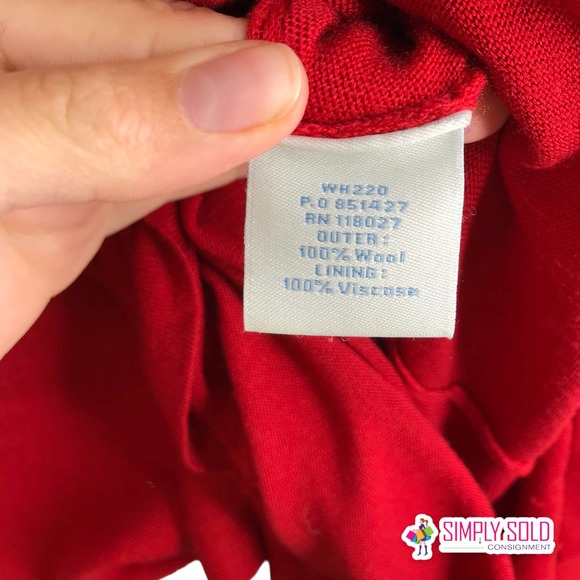 Boden Women's A-Line Midi Dress Wool Wrap Bell Sleeve Pleated V-Neck Red Sz 4R - Picture 10 of 10